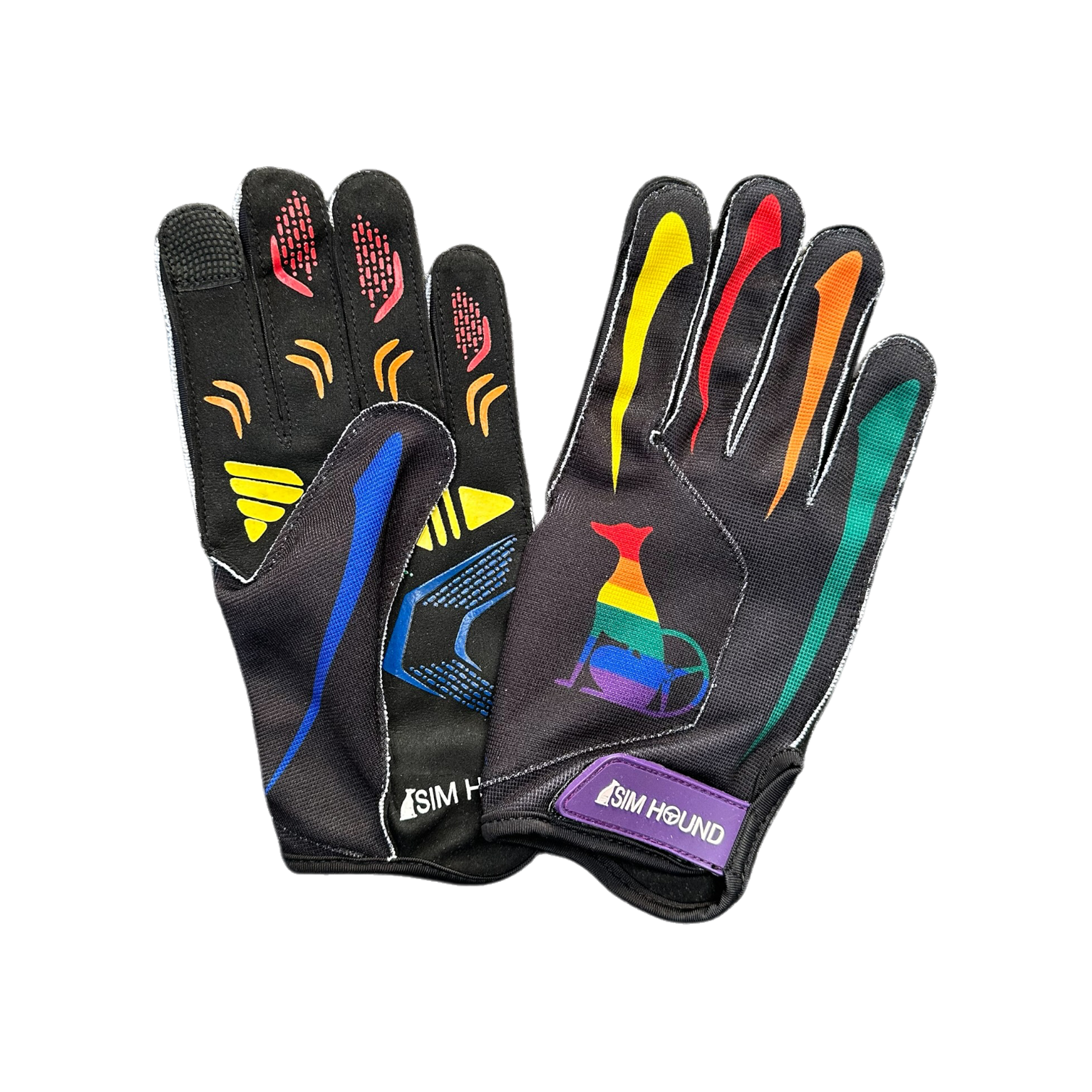 Sim Hound Gloves - External Stitching - Rainbow